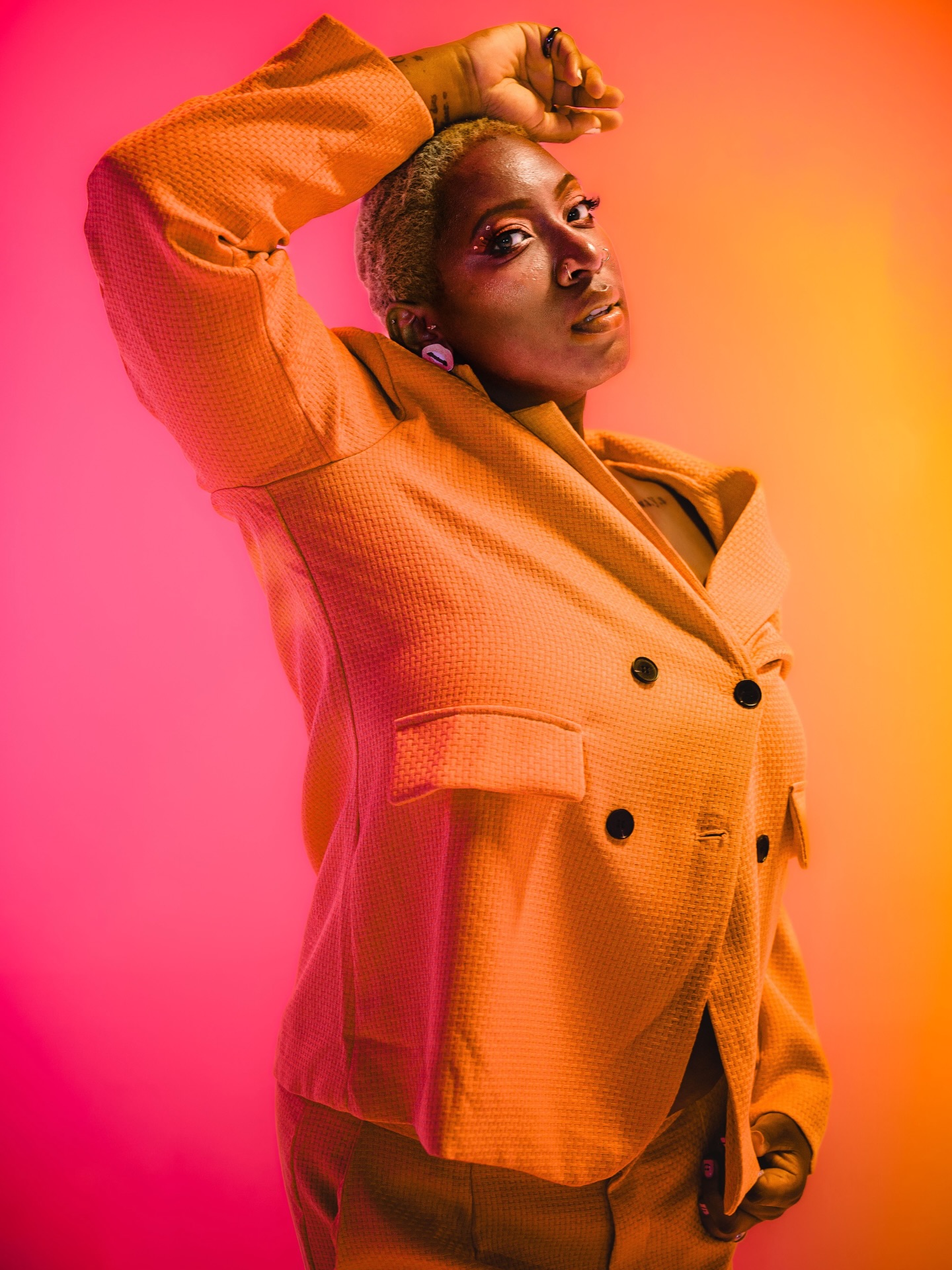 Editorial portrait in citrus tones
