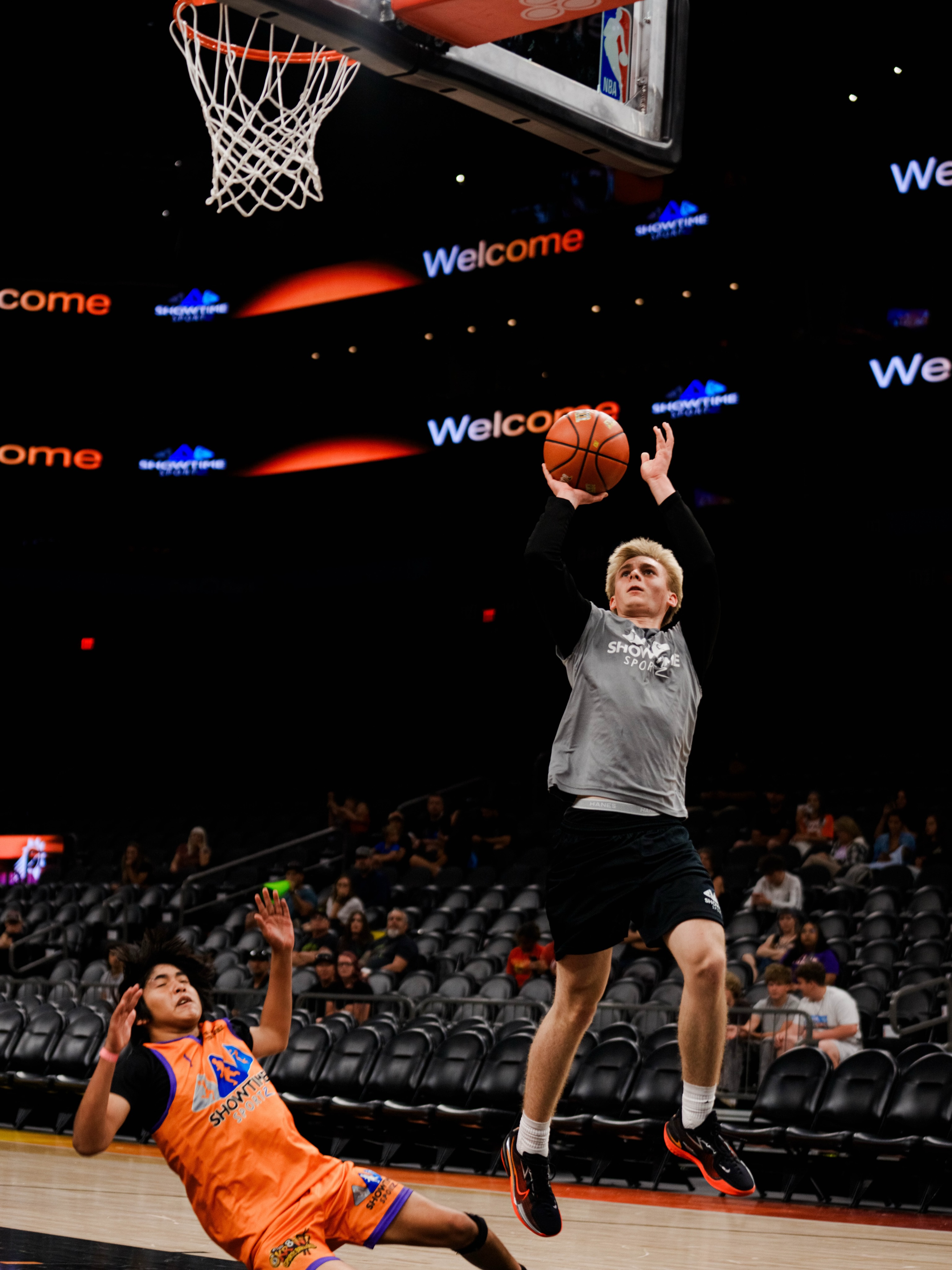 Basketball action shot